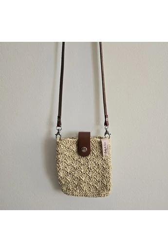 Raffia mini, kagylómintával, világos bézs