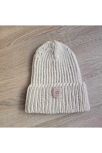 Classic Beanie 100% pamut fonalból, törtfehér
