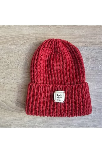 Kézzel kötött laza beanie sapka 100% extra finom merinó gyapjú fonalból