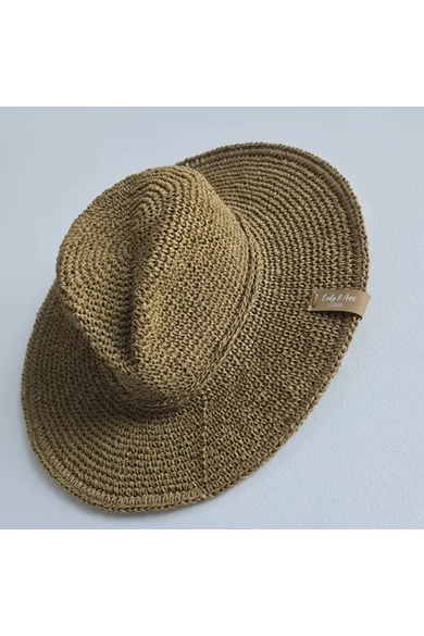 "Lucca" raffia kalap, karamell
