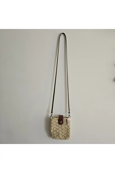 Raffia mini, kagylómintával, világos bézs