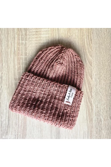 Kézzel kötött beanie sapka merinó gyapjú fonalból
